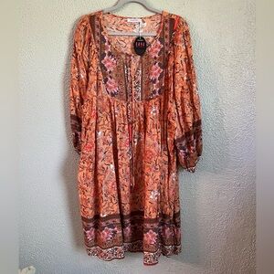 NWT 2XL Bluetime Orange Floral Print Summer Boho Dress